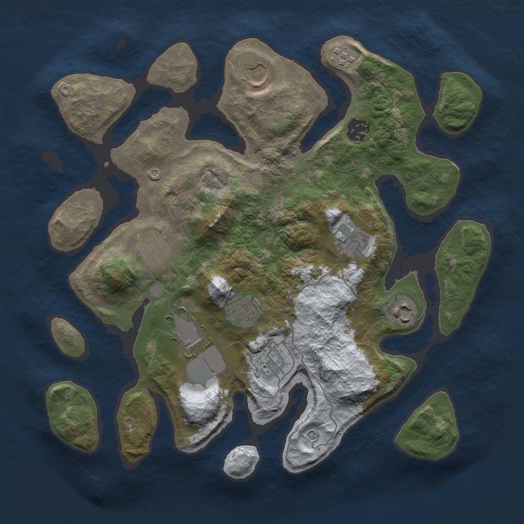 Rust Map: Barren, Size: 3500, Seed: 5885078, 12 Monuments
