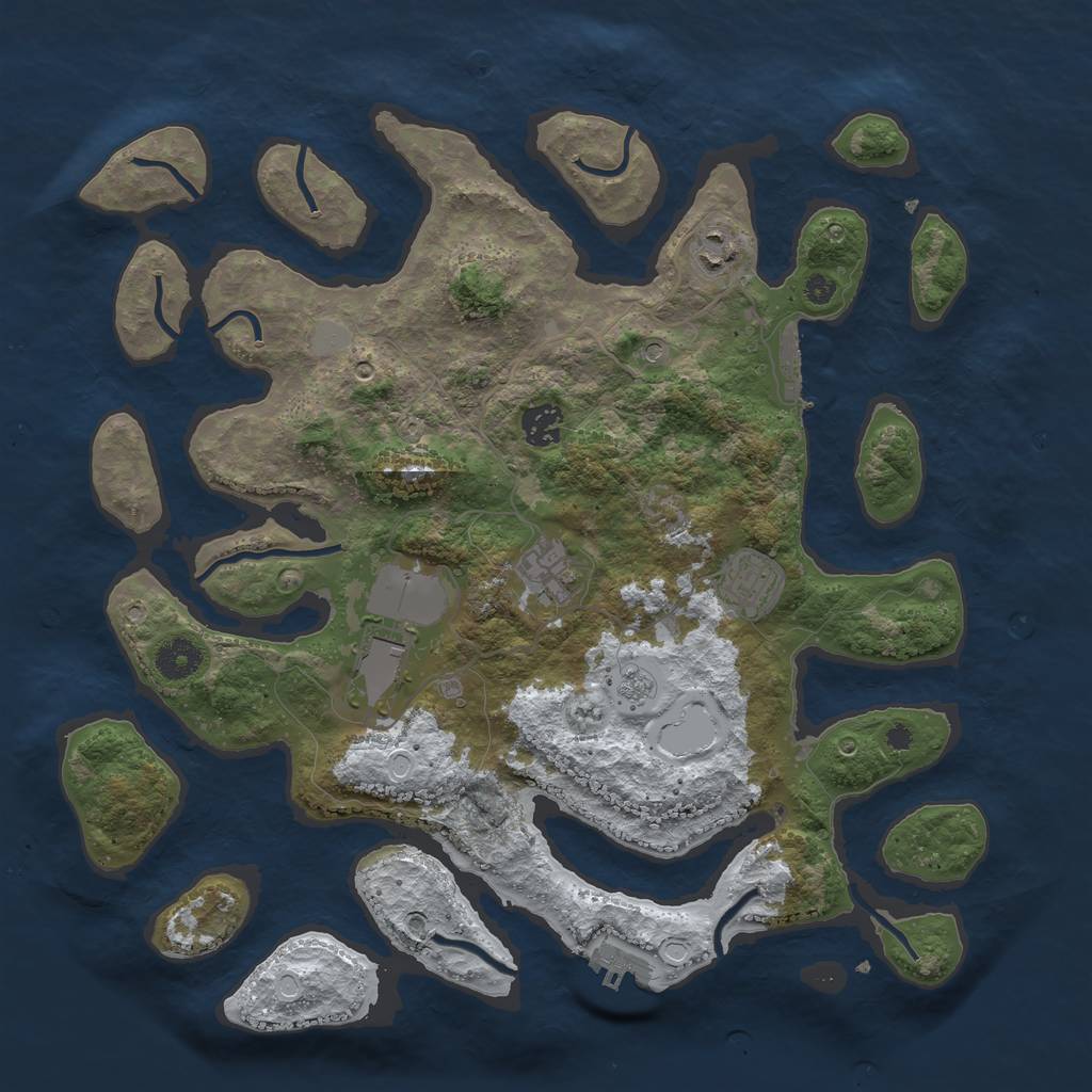Rust Map: Procedural Map, Size: 3800, Seed: 3688293, 14 Monuments