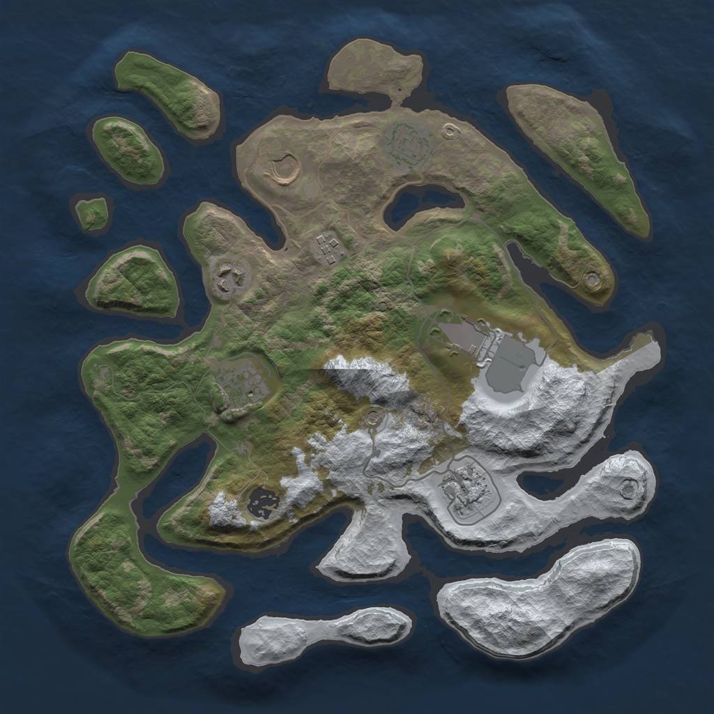 Rust Map: Barren, Size: 3500, Seed: 1730116, 11 Monuments