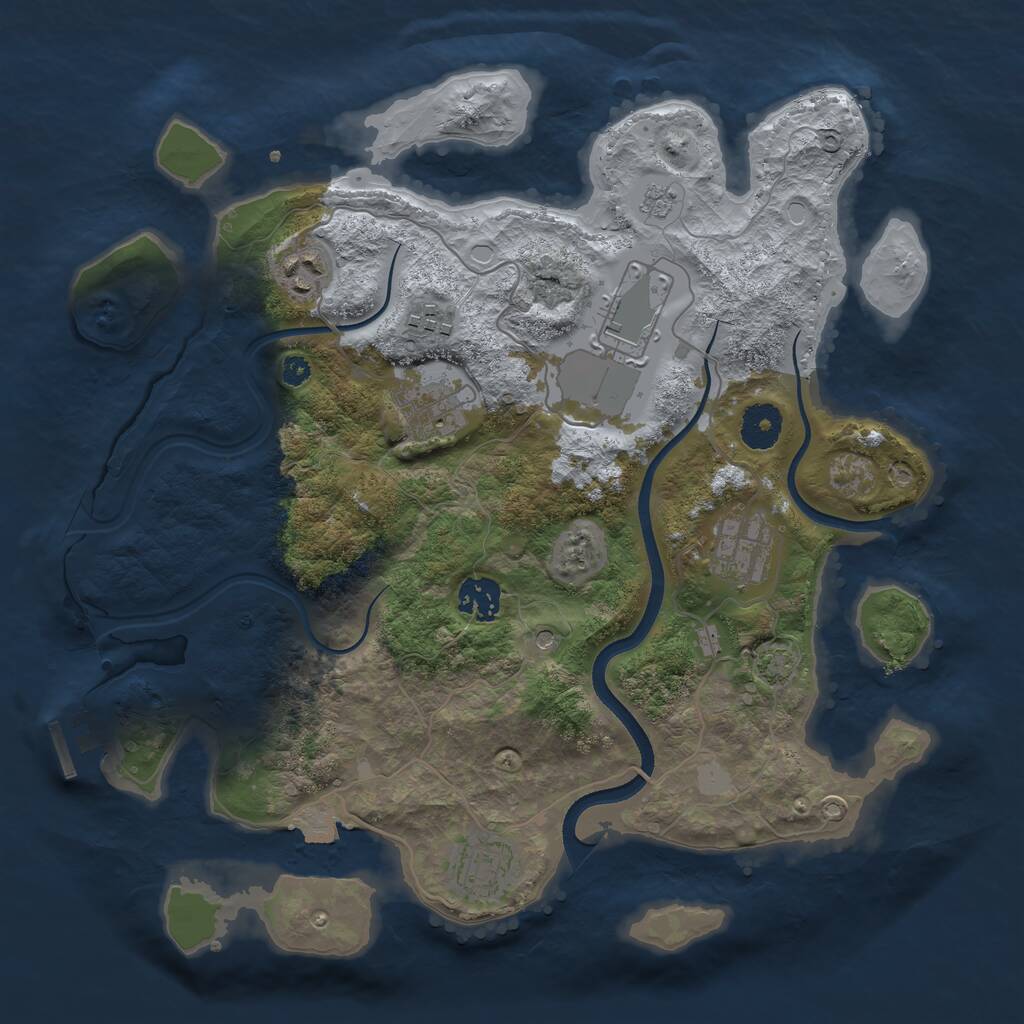 Rust Map: Procedural Map, Size: 3500, Seed: 4408985, 12 Monuments