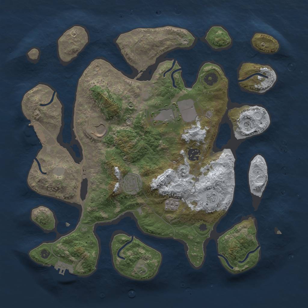 Rust Map: Procedural Map, Size: 3550, Seed: 791468, 14 Monuments