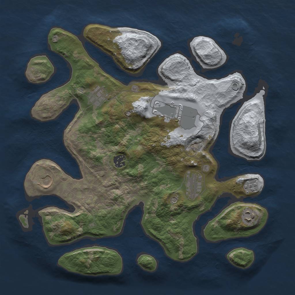Rust Map: Barren, Size: 3500, Seed: 5666970, 10 Monuments