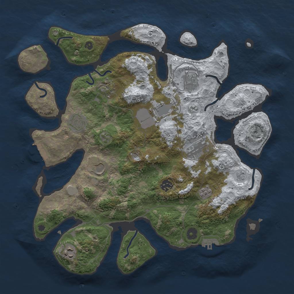 Rust Map: Procedural Map, Size: 3800, Seed: 3203383, 18 Monuments