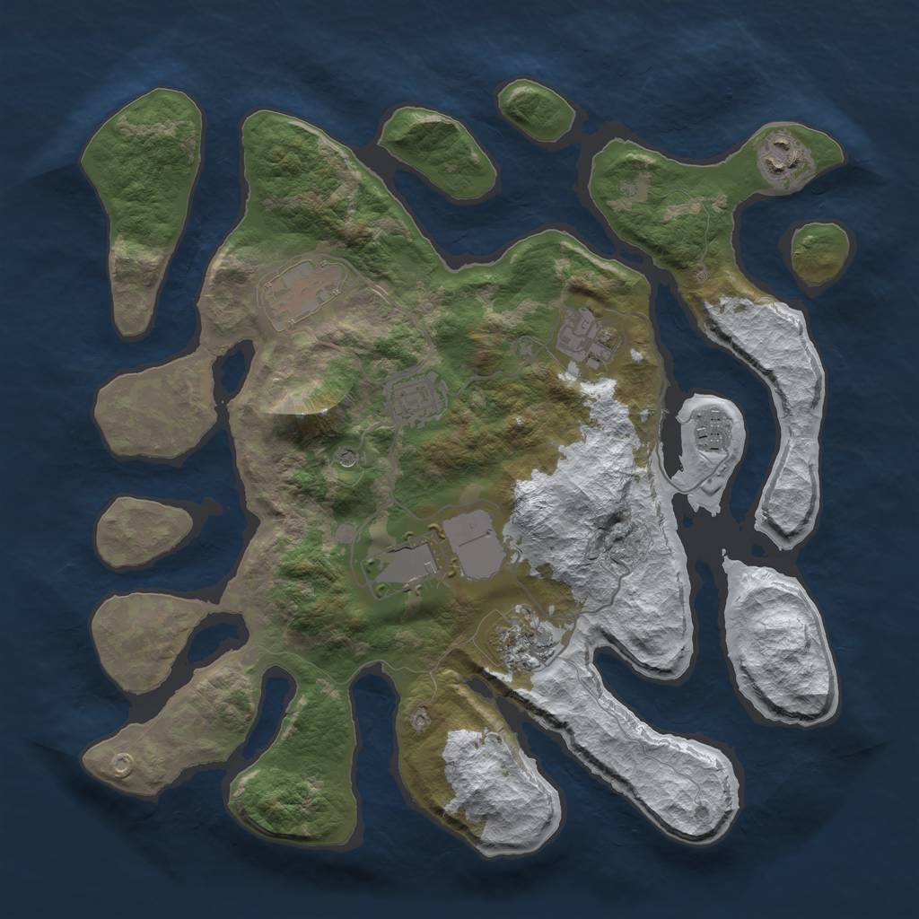 Rust Map: Barren, Size: 3500, Seed: 376930, 10 Monuments