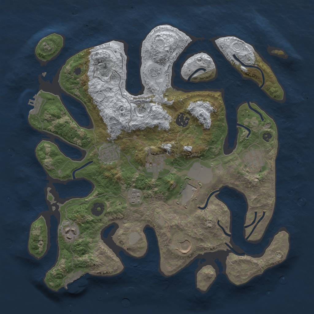 Rust Map: Procedural Map, Size: 3500, Seed: 6120771, 17 Monuments