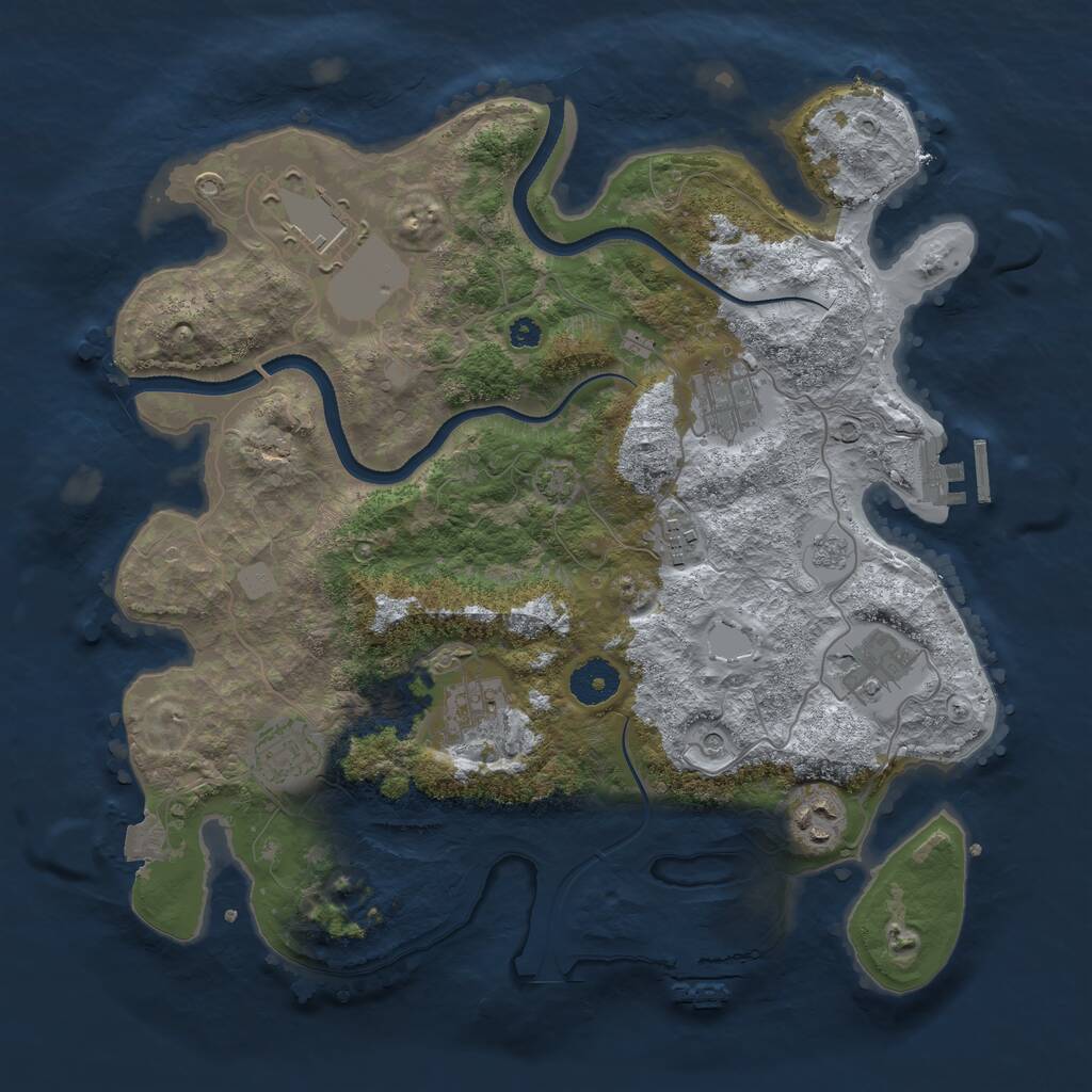 Rust Map: Procedural Map, Size: 3500, Seed: 5923951, 13 Monuments