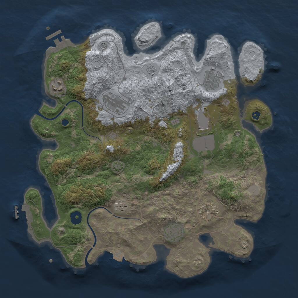 Rust Map: Procedural Map, Size: 3550, Seed: 807002, 13 Monuments