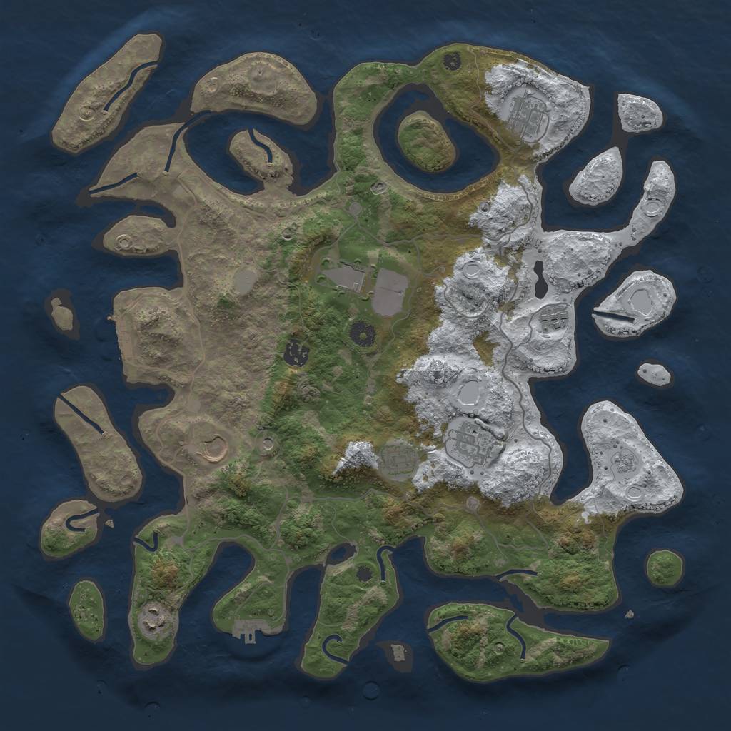 Rust Map: Procedural Map, Size: 4200, Seed: 5355801, 17 Monuments