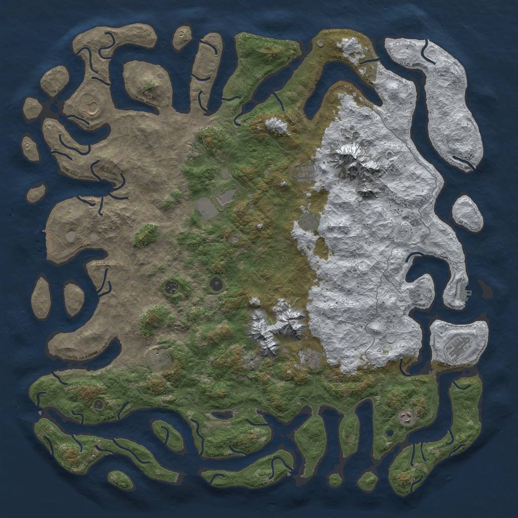 Rust Map: Procedural Map, Size: 6000, Seed: 88758123, 20 Monuments