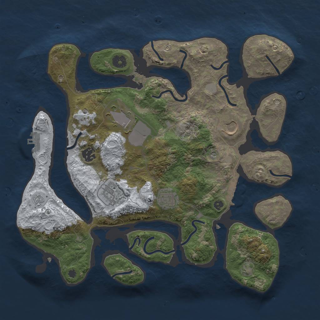 Rust Map: Procedural Map, Size: 3500, Seed: 3698598, 14 Monuments