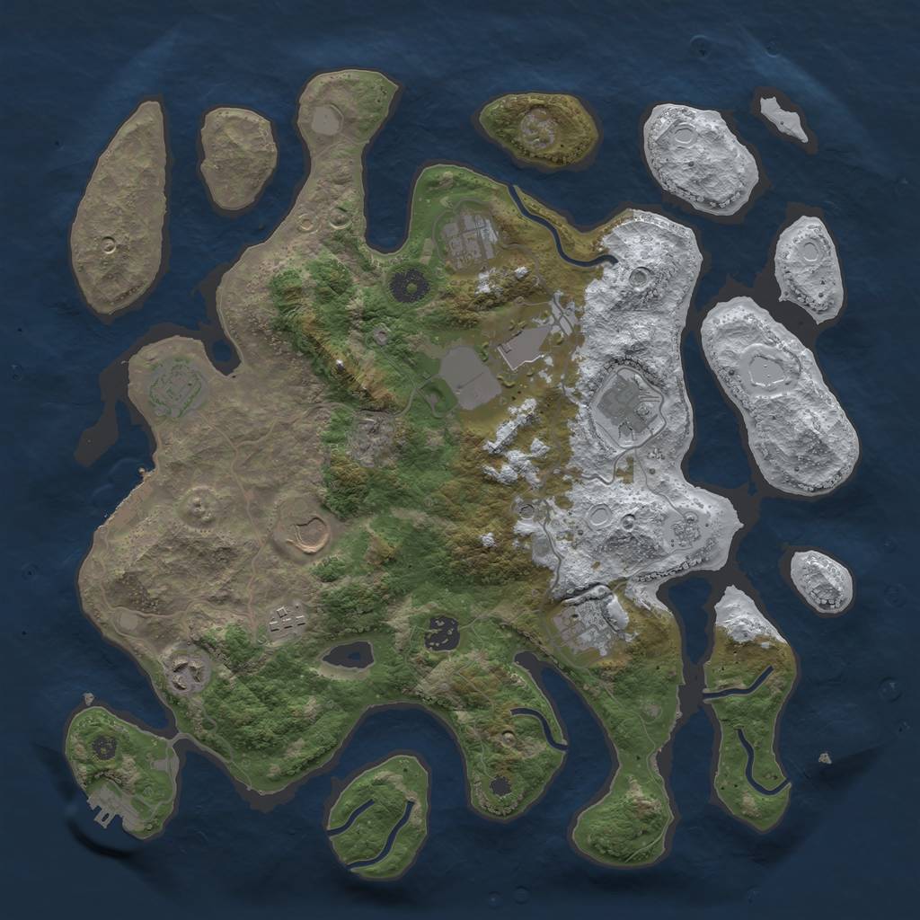 Rust Map: Procedural Map, Size: 3800, Seed: 5041448, 18 Monuments