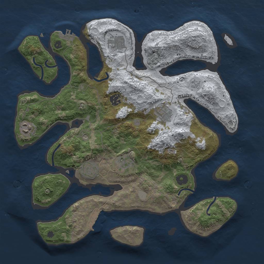 Rust Map: Procedural Map, Size: 3500, Seed: 3953840, 16 Monuments