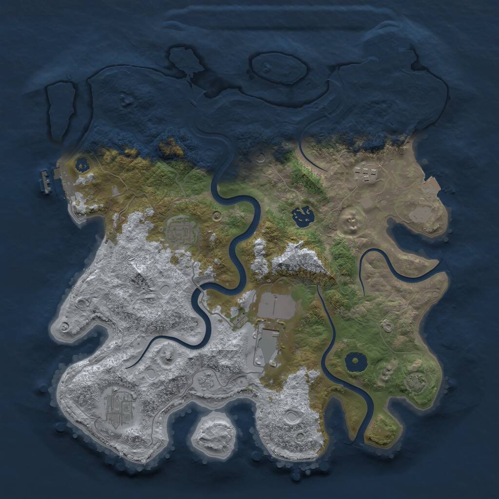 Rust Map: Procedural Map, Size: 3500, Seed: 6281782, 11 Monuments
