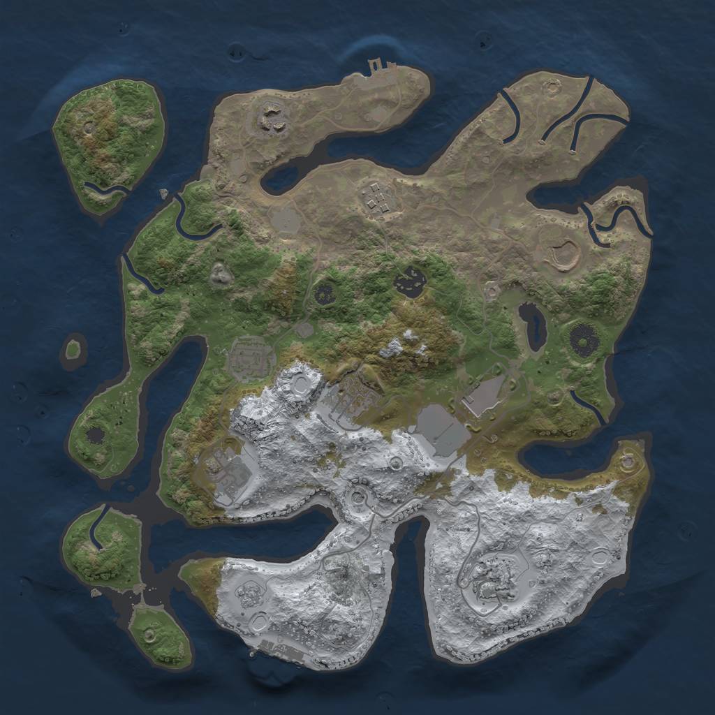 Rust Map: Procedural Map, Size: 3500, Seed: 6351260, 18 Monuments
