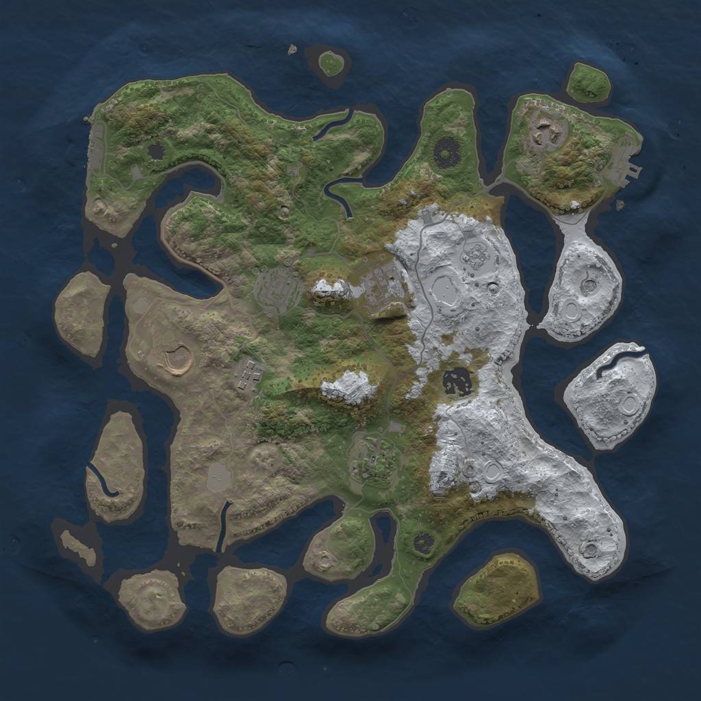 Rust Map: Procedural Map, Size: 3500, Seed: 3219453, 16 Monuments