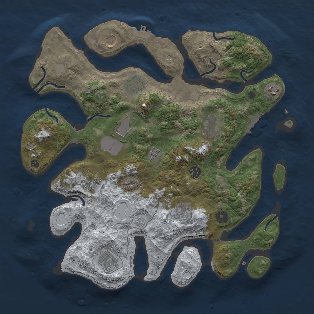 Rust Map: Procedural Map, Size: 3800, Seed: 2525969, 19 Monuments