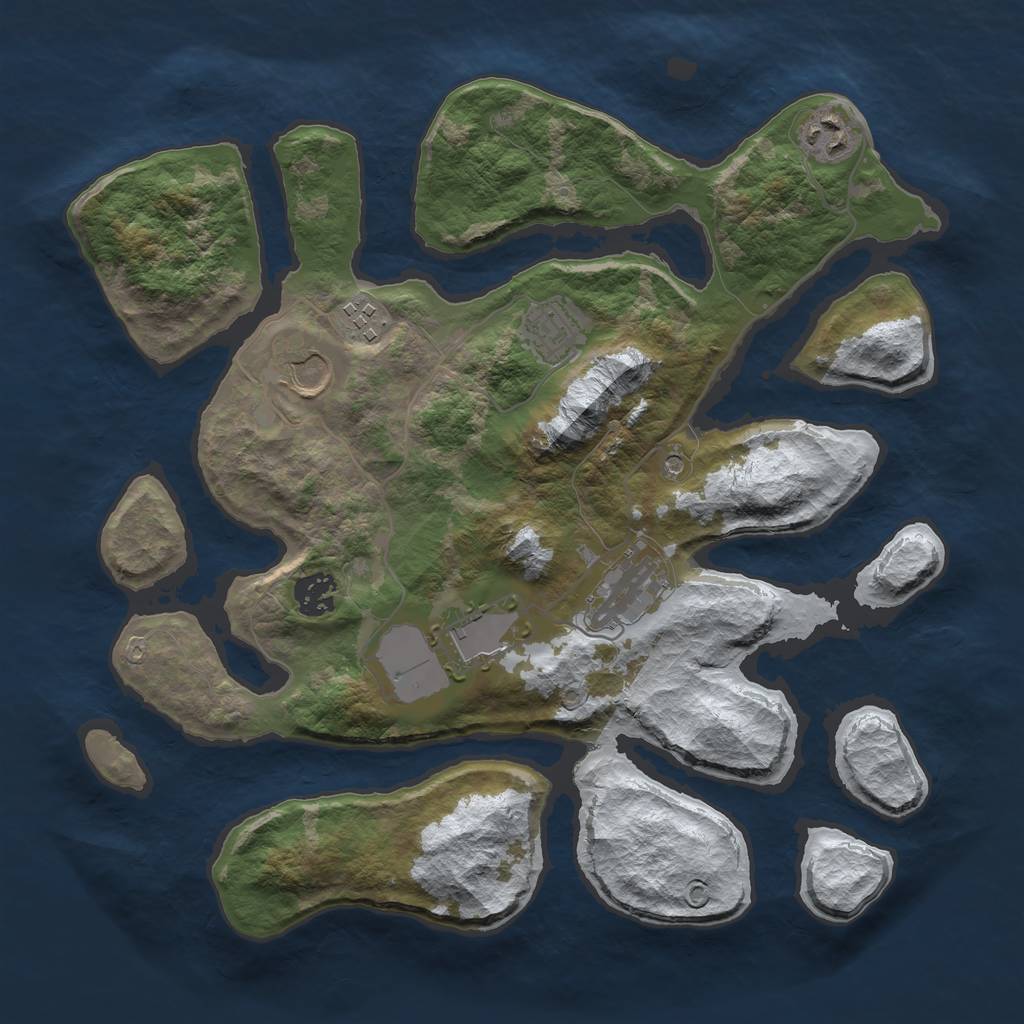 Rust Map: Barren, Size: 3500, Seed: 2395938, 10 Monuments