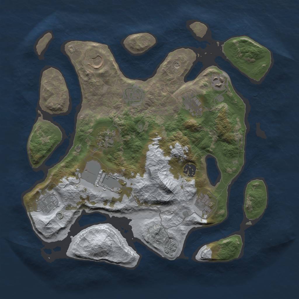 Rust Map: Barren, Size: 3500, Seed: 4945542, 13 Monuments