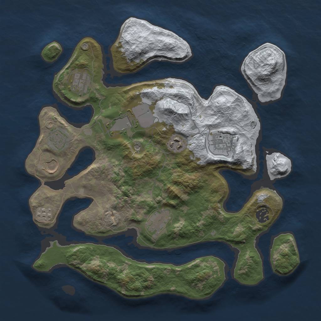 Rust Map: Barren, Size: 3500, Seed: 4103887, 12 Monuments