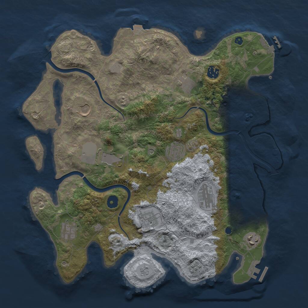 Rust Map: Procedural Map, Size: 3800, Seed: 4512525, 16 Monuments