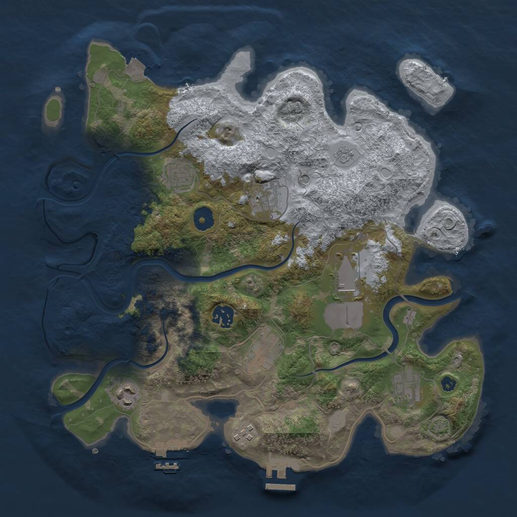 Rust Map: Procedural Map, Size: 3500, Seed: 5800397, 14 Monuments