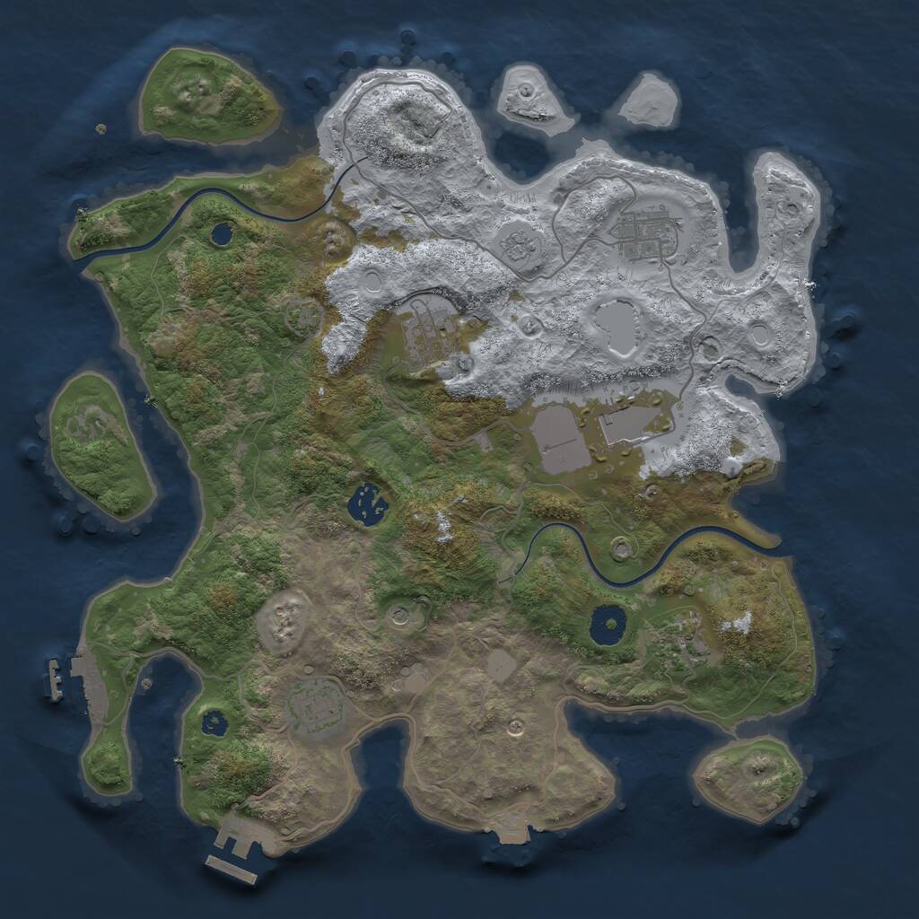 Rust Map: Procedural Map, Size: 3500, Seed: 4572852, 12 Monuments