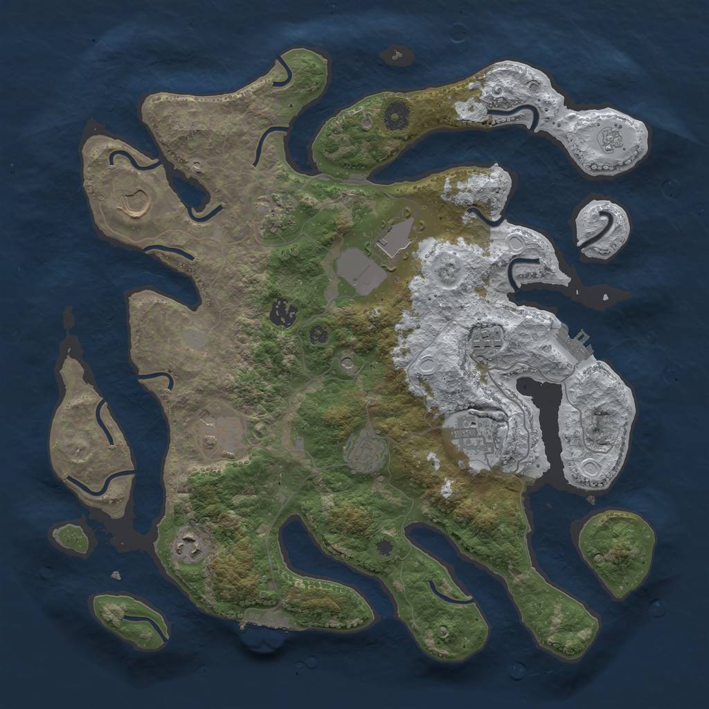 Rust Map: Procedural Map, Size: 3800, Seed: 1271836, 18 Monuments