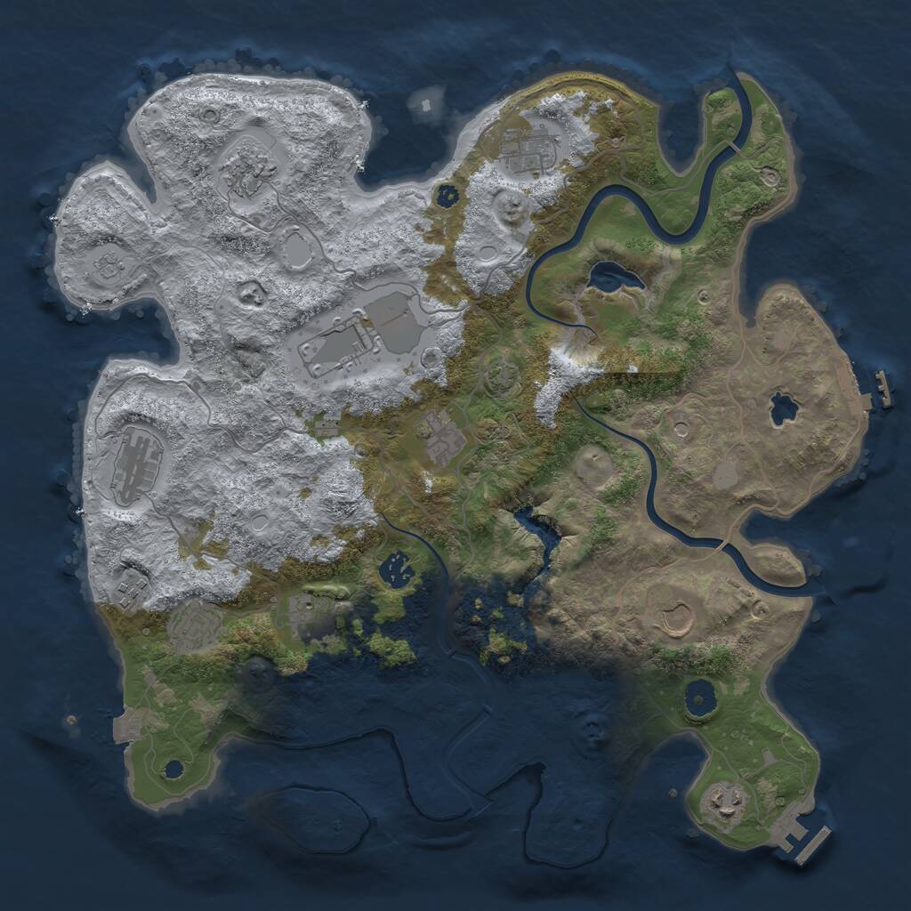 Rust Map: Procedural Map, Size: 4000, Seed: 3421787, 17 Monuments
