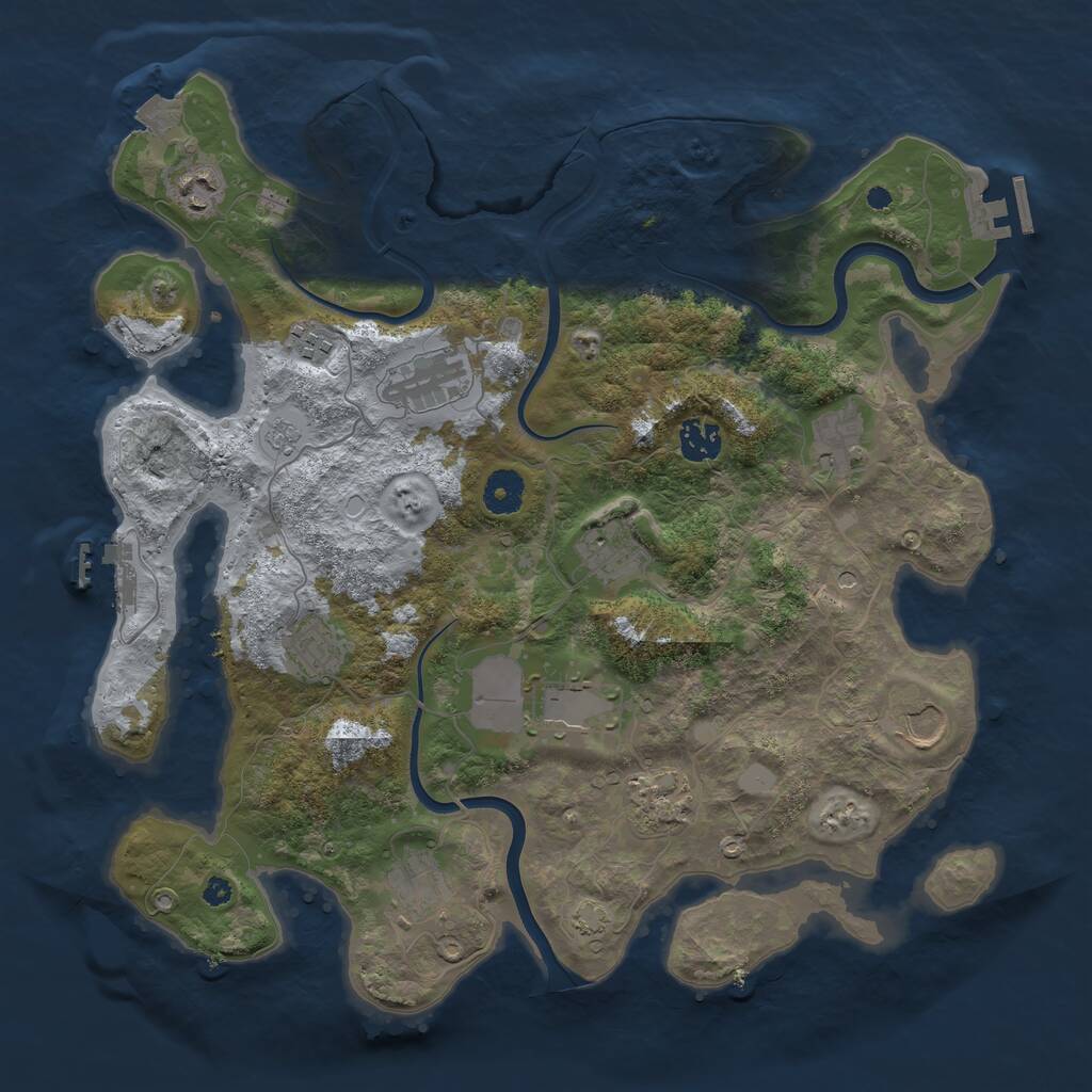 Rust Map: Procedural Map, Size: 3800, Seed: 6115677, 17 Monuments