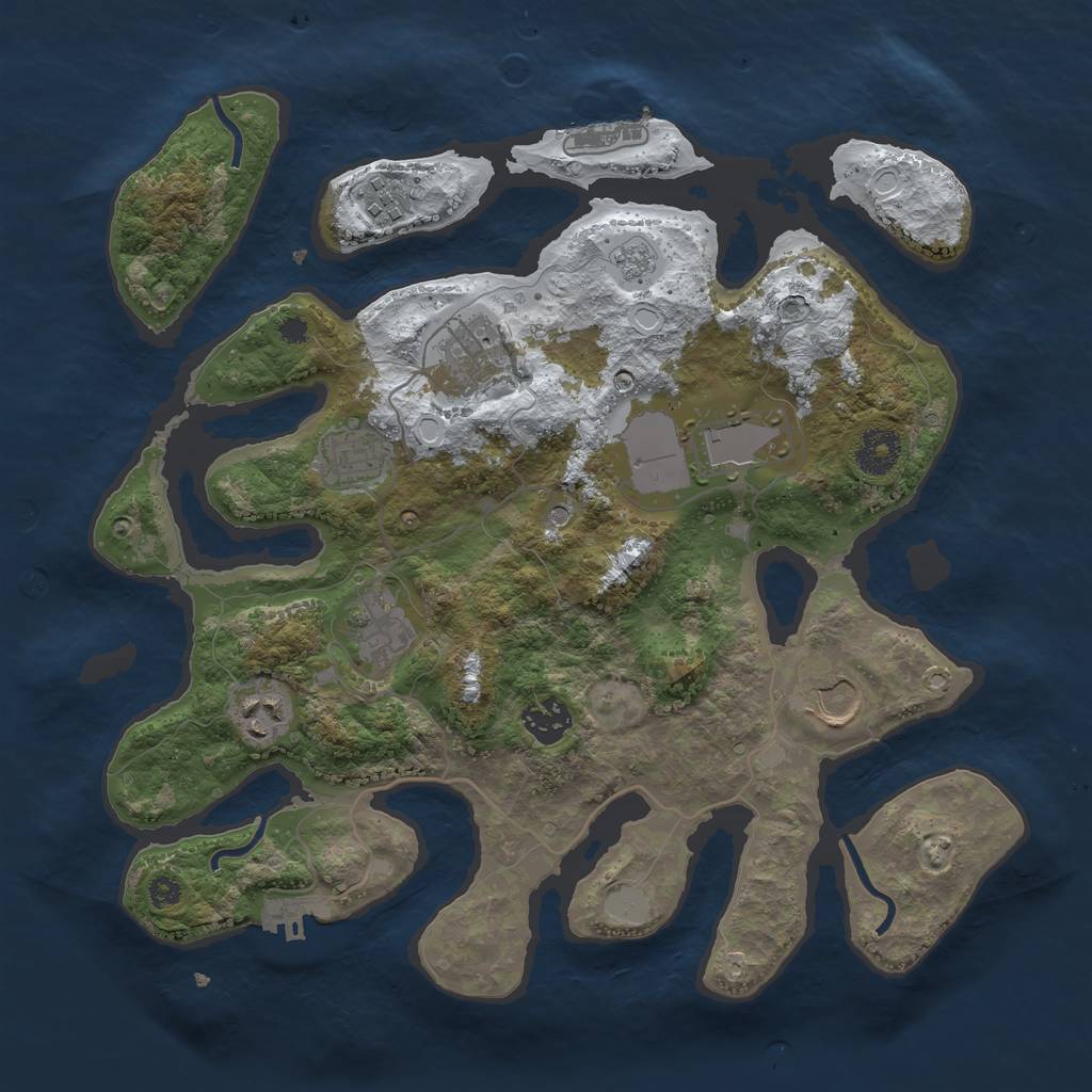 Rust Map: Procedural Map, Size: 3500, Seed: 5379699, 17 Monuments