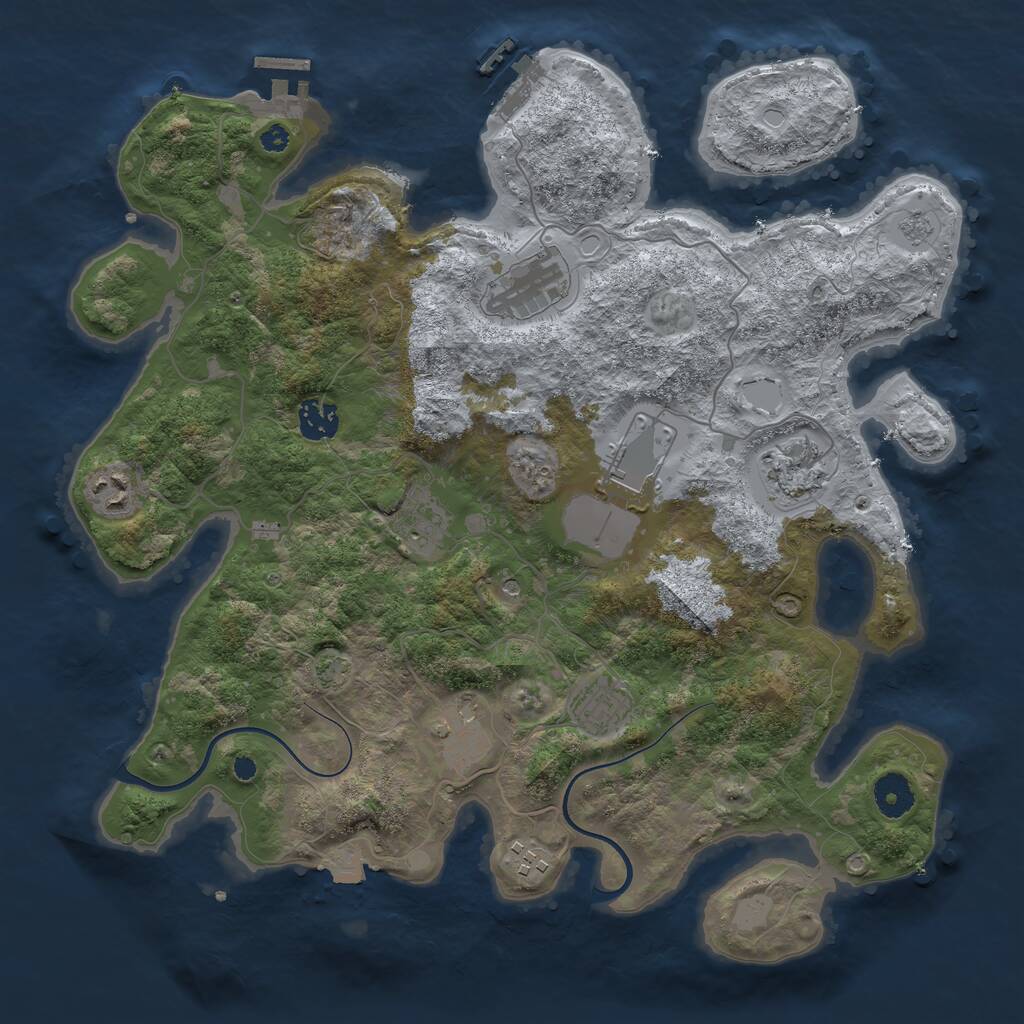 Rust Map: Procedural Map, Size: 3700, Seed: 1588414, 15 Monuments