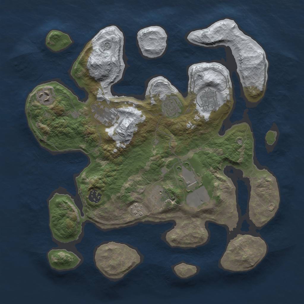Rust Map: Barren, Size: 3500, Seed: 4357439, 11 Monuments