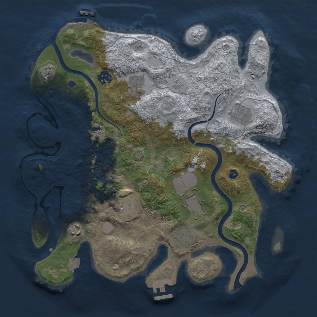 Rust Map: Procedural Map, Size: 3500, Seed: 5653275, 14 Monuments