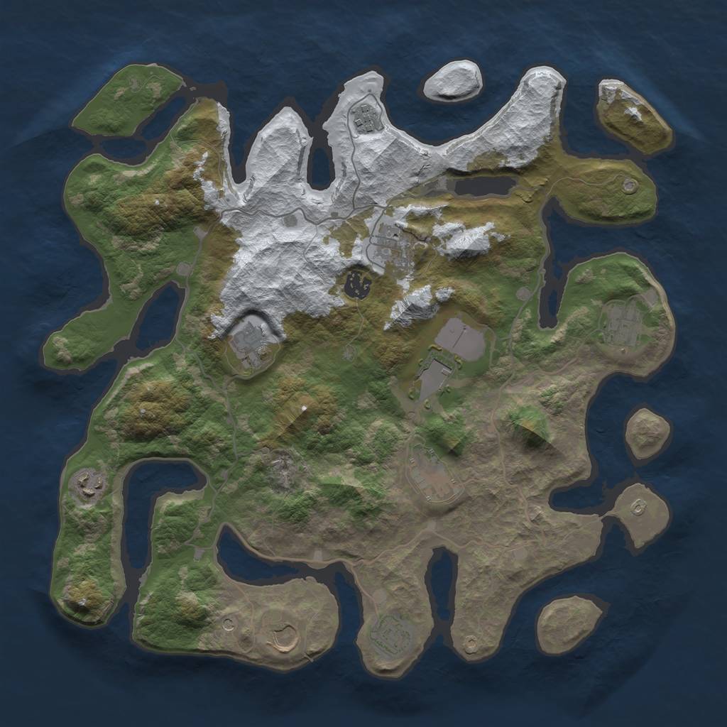Rust Map: Barren, Size: 4000, Seed: 5782654, 13 Monuments