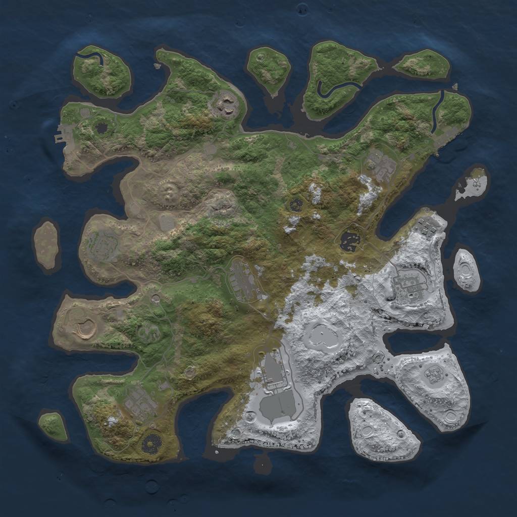 Rust Map: Procedural Map, Size: 3850, Seed: 288352005, 19 Monuments