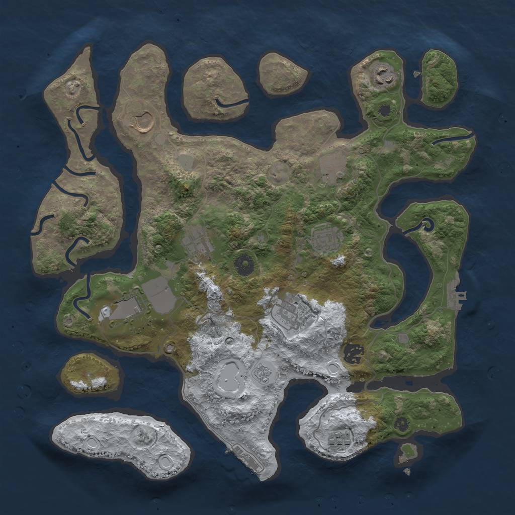 Rust Map: Procedural Map, Size: 3700, Seed: 1351576, 17 Monuments