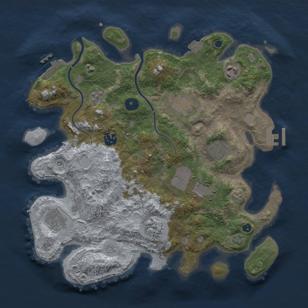 Rust Map: Procedural Map, Size: 3500, Seed: 5501048, 14 Monuments