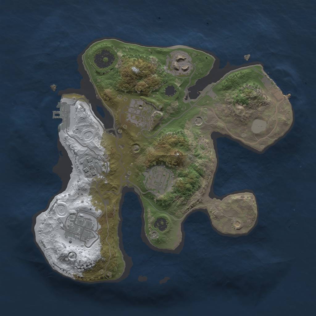 Rust Map: Procedural Map, Size: 2500, Seed: 1000, 13 Monuments