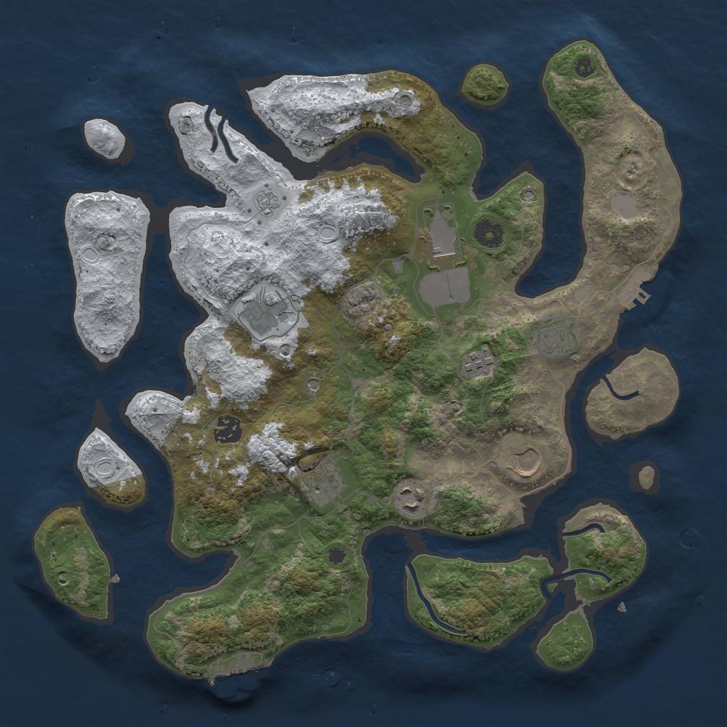Rust Map: Procedural Map, Size: 3800, Seed: 6096573, 17 Monuments