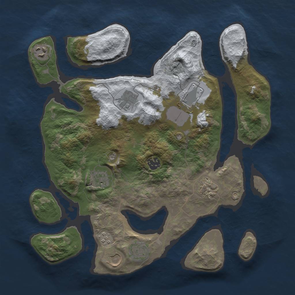 Rust Map: Barren, Size: 3500, Seed: 908212, 12 Monuments