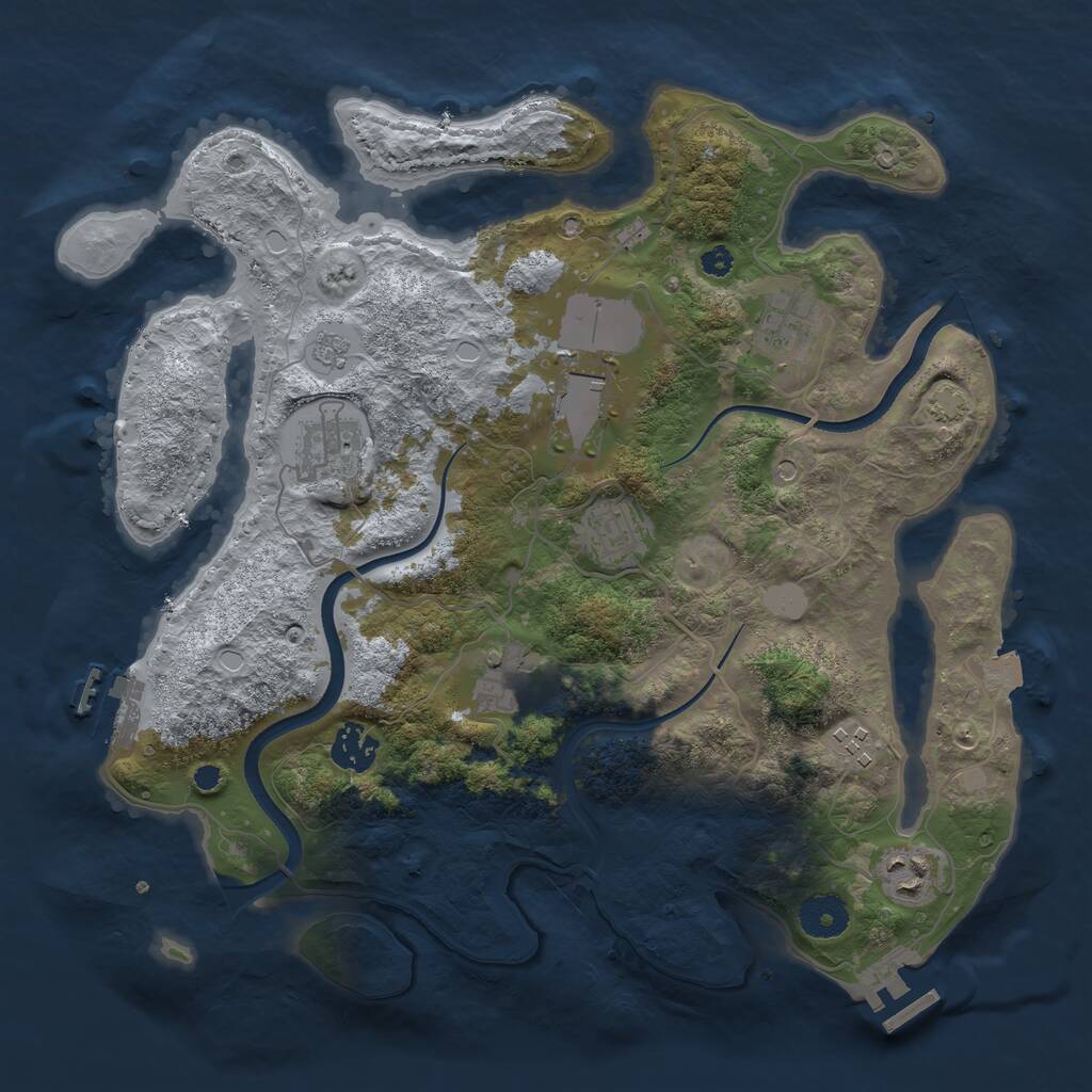 Rust Map: Procedural Map, Size: 3500, Seed: 1154858, 14 Monuments
