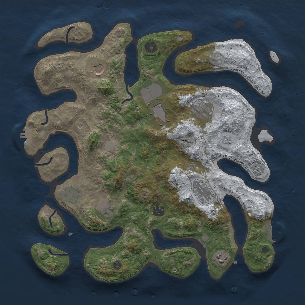Rust Map: Procedural Map, Size: 3800, Seed: 1642423, 18 Monuments