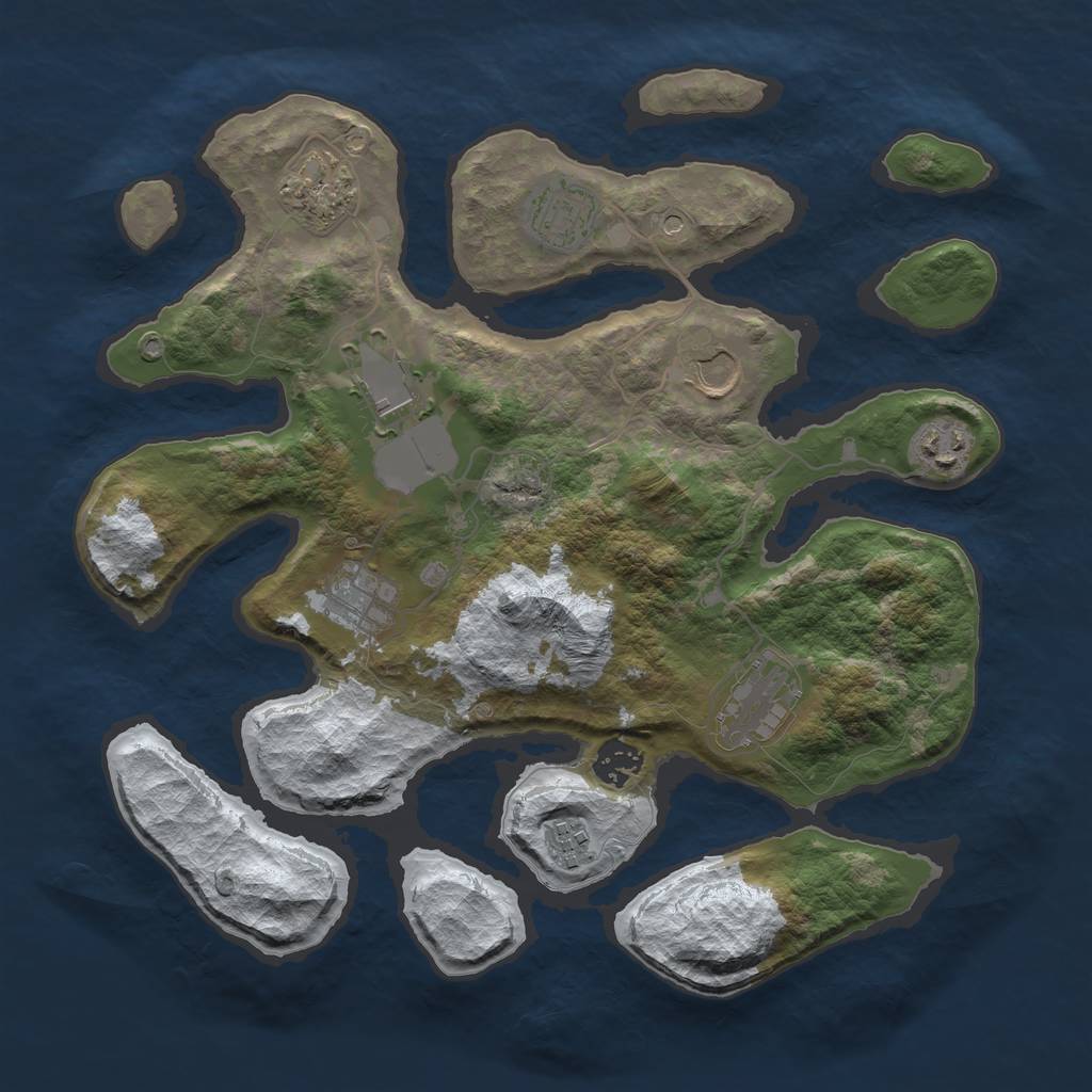 Rust Map: Barren, Size: 3500, Seed: 3556799, 12 Monuments
