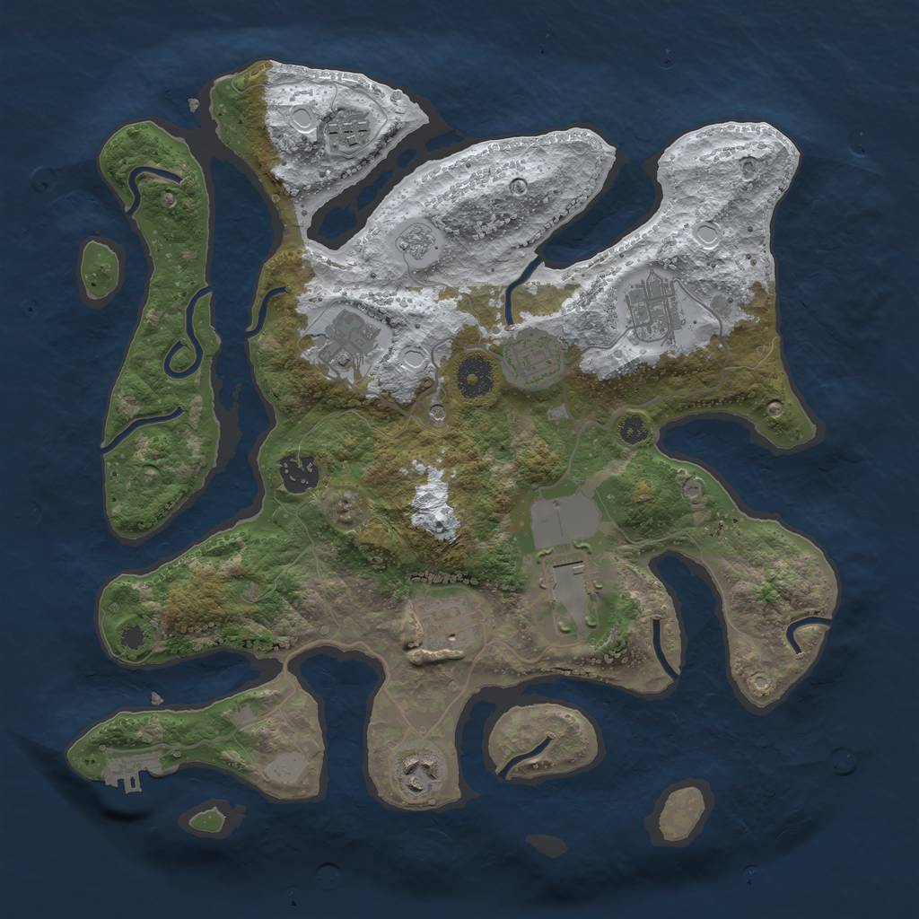 Rust Map: Procedural Map, Size: 3500, Seed: 6243953, 16 Monuments