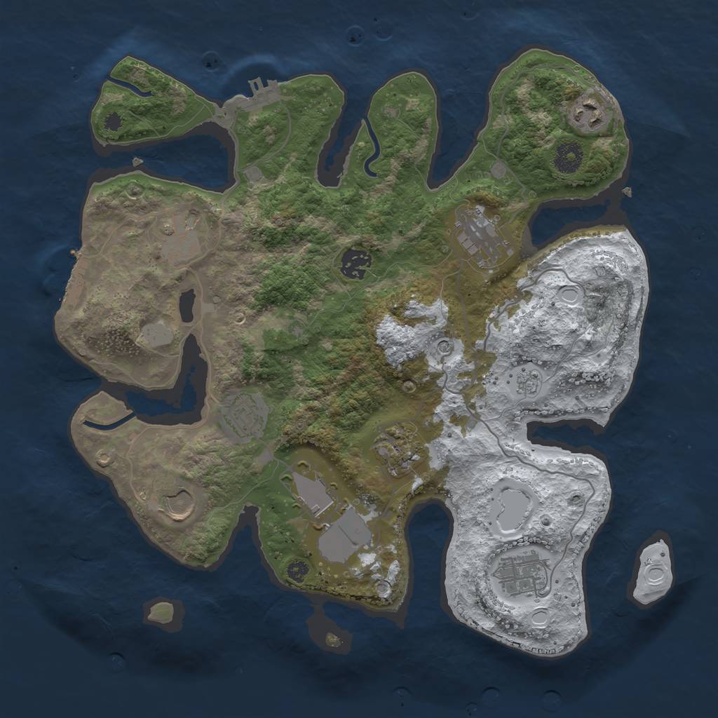 Rust Map: Procedural Map, Size: 3500, Seed: 2077529890, 18 Monuments