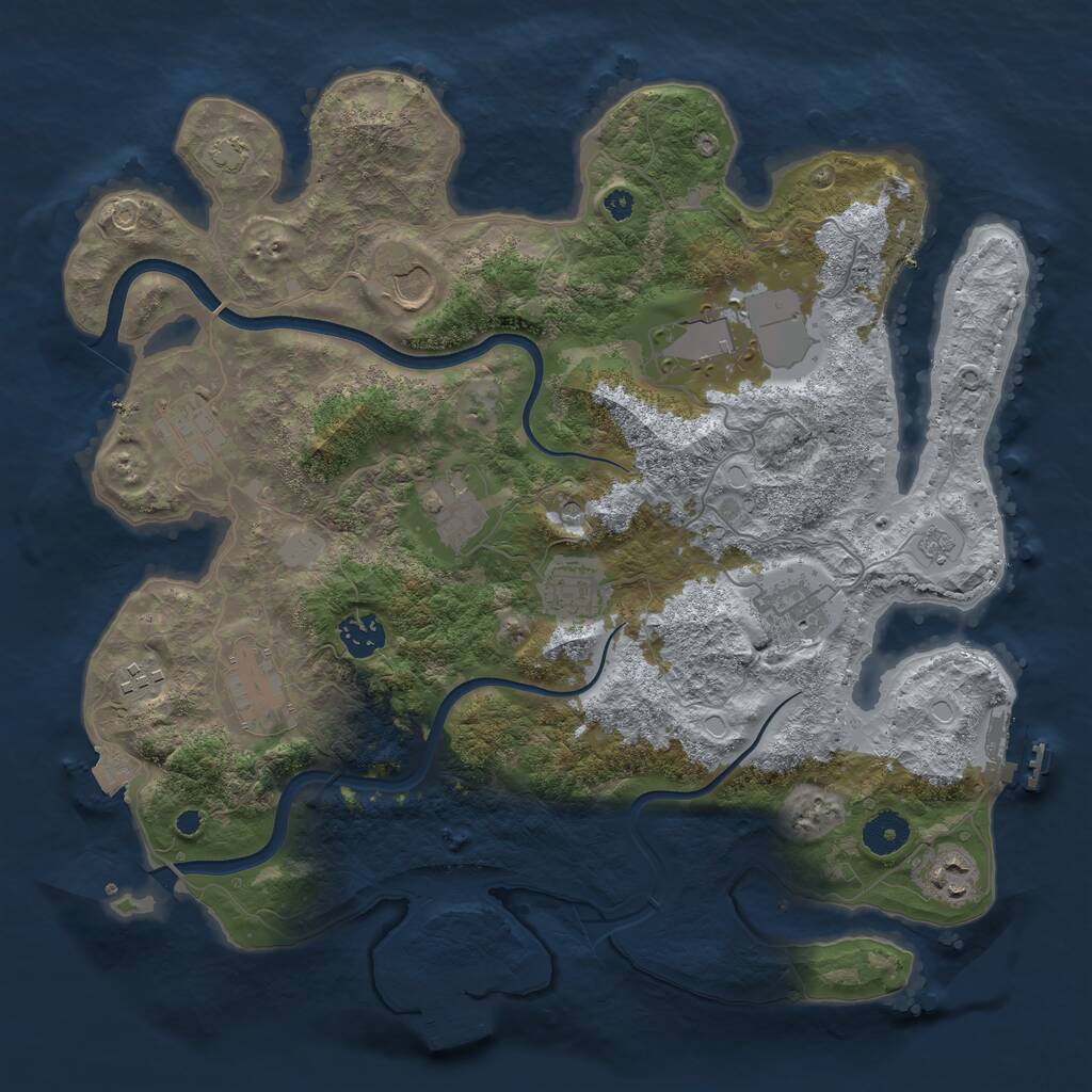 Rust Map: Procedural Map, Size: 3700, Seed: 2774349, 16 Monuments