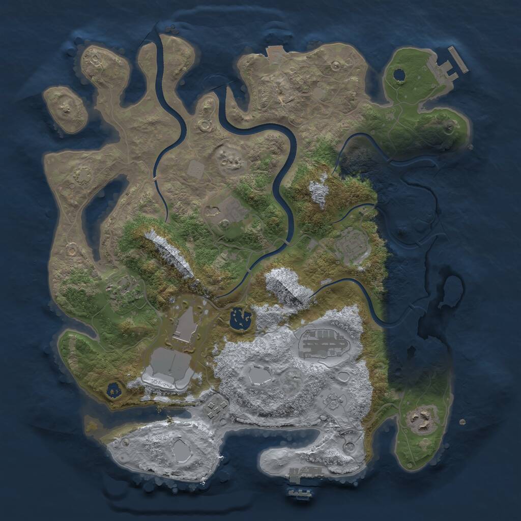 Rust Map: Procedural Map, Size: 3500, Seed: 1038791170, 14 Monuments
