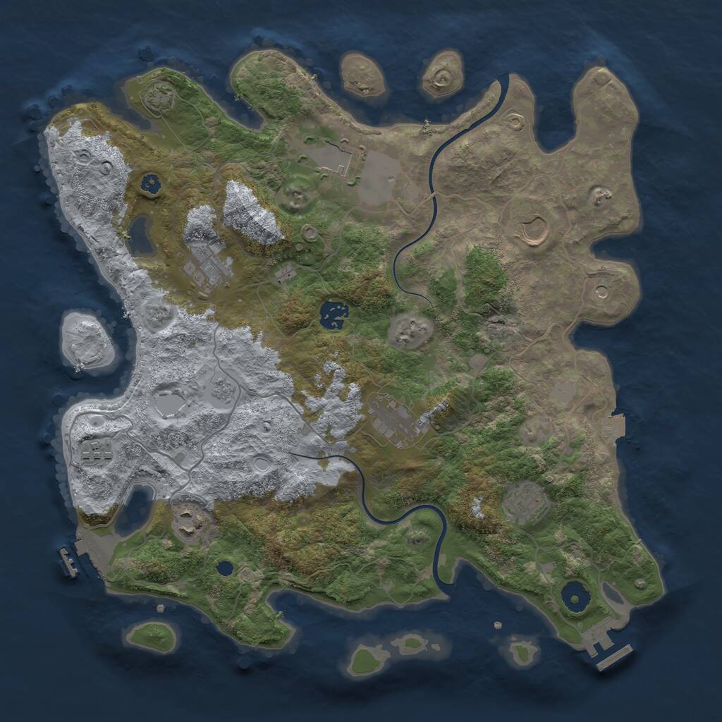 Rust Map: Procedural Map, Size: 3700, Seed: 726605, 14 Monuments