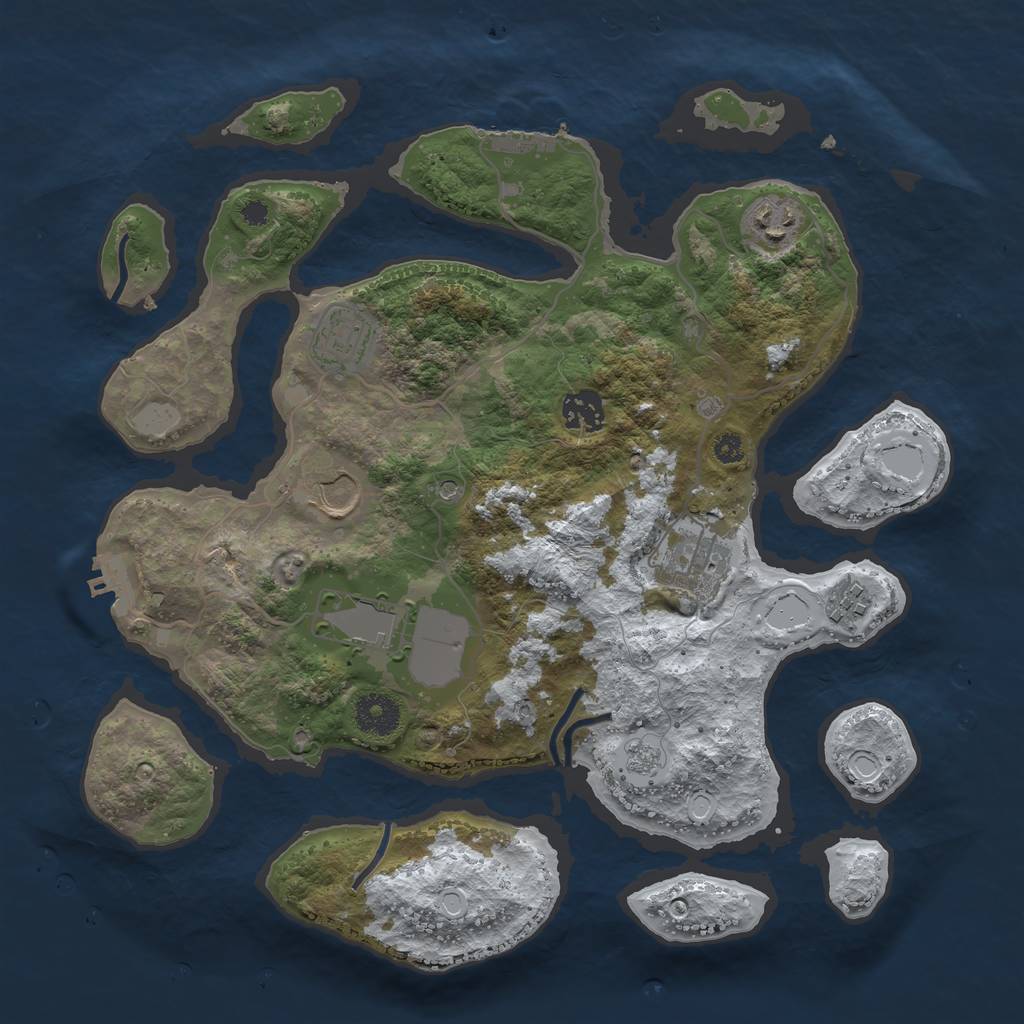 Rust Map: Procedural Map, Size: 3500, Seed: 4357338, 16 Monuments