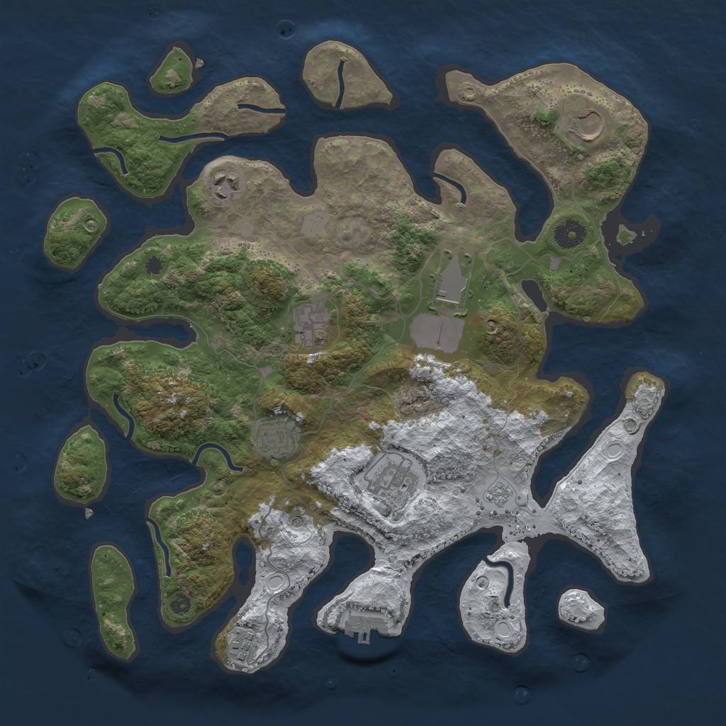 Rust Map: Procedural Map, Size: 3700, Seed: 1551536972, 15 Monuments